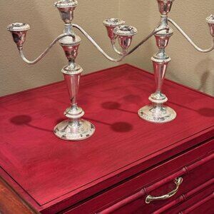 "Crown" weighted Sterling Candlesticks